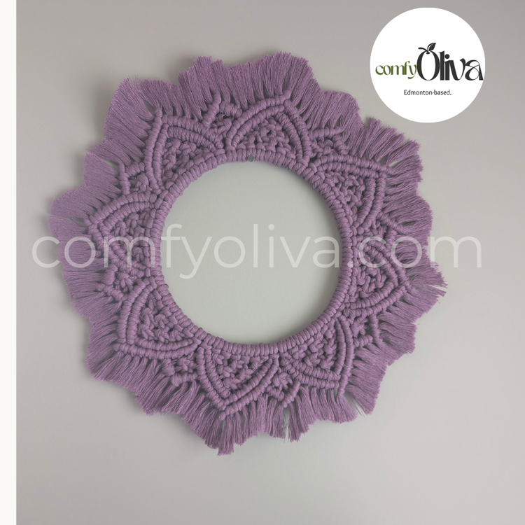 Canadian Macrame Lilac Mandala Wall Hanging – Artisan Accent for Alberta Homes