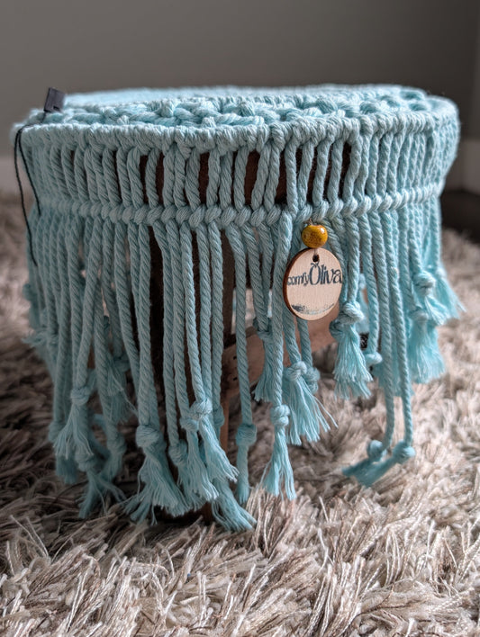 Mint Breeze Macramé Plant Stool