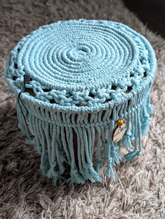 Mint Breeze Macramé Plant Stool