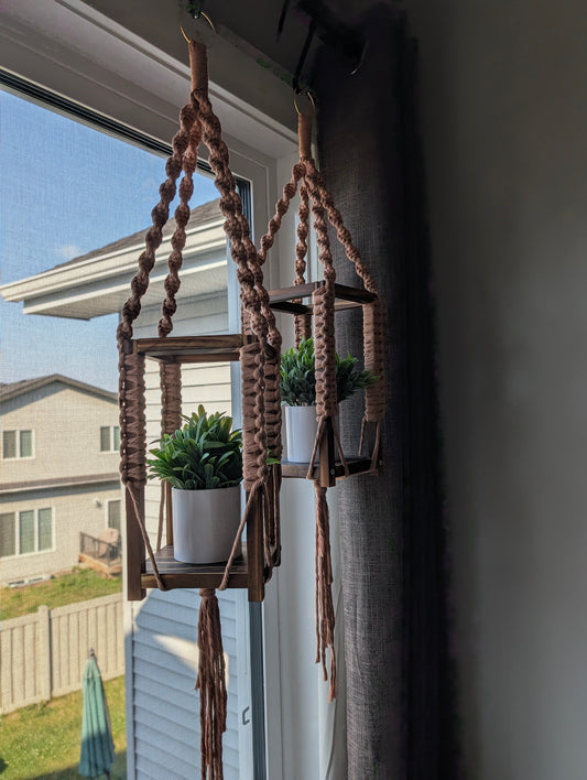 Boho Plant Hanger: The Maplewood Cascade Macrame Shelf