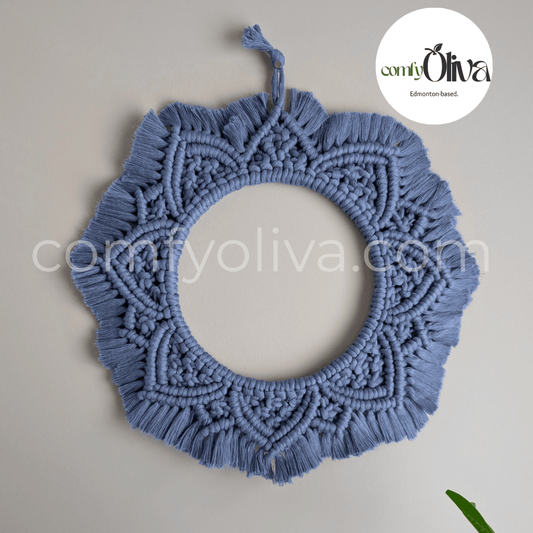 Canadian Macrame Blue Jeans Mandala Wall Hanging – Artisan Accent for Alberta Homes