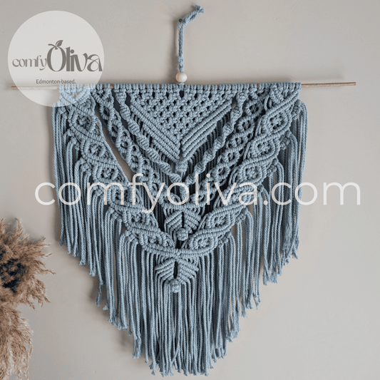Blue Macrame Wall Hanging  Boho Home Decor  Handcrafted Wall Art