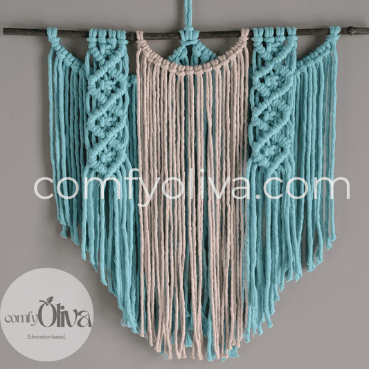 This Aqua & Cream Macrame Wall Hanging