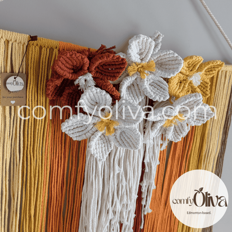 Autumn Bloom Macrame Tapestry  Canadian Artistry Gift