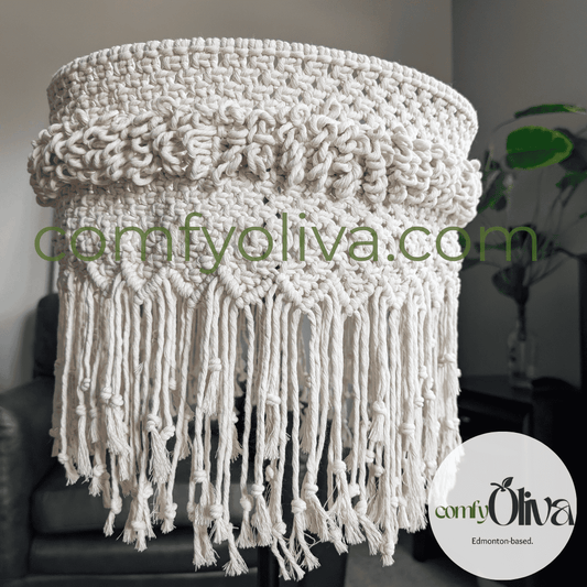 Boho Cream Macrame Lamp Shade  Stylish Tension  Relaxed Elegance