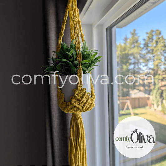 Canadian Macrame Golden Leaves Plant Hanger – Perfect Gift for Alberta Homes